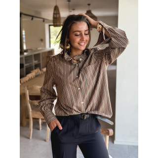 Chemise lignée Oréa - Chocolat