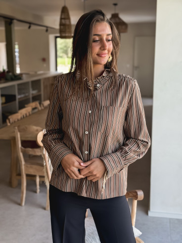 Chemise lignée Oréa - Chocolat