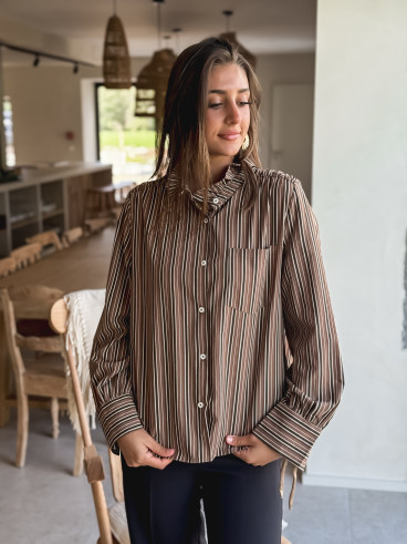 Chemise lignée Oréa - Chocolat