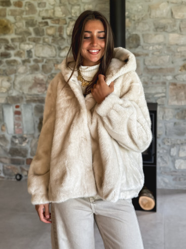 Manteau en fausse fourrure Icéa - Beige