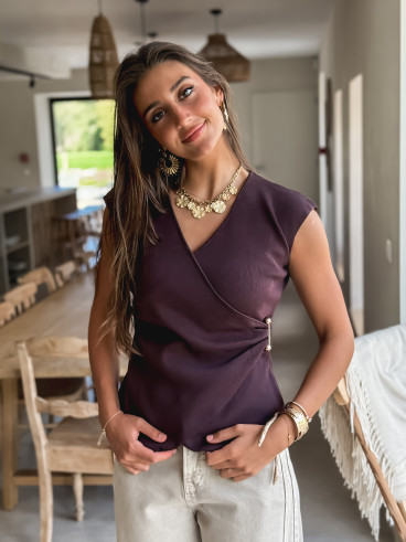 Blouse sans manches Aliénor - Chocolat