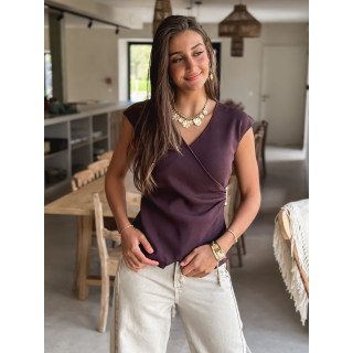 Blouse sans manches Aliénor - Chocolat