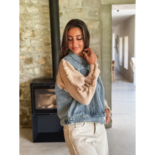 Veste en jeans Adelle - Bleu/Beige