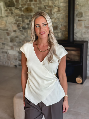 Blouse sans manches Aliénor  - Ecru