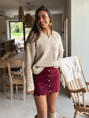 Jupe en suédine Loula - Bordeaux