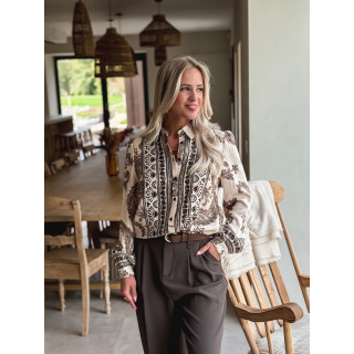 Chemise à motifs Miki - Beige/Chocolat