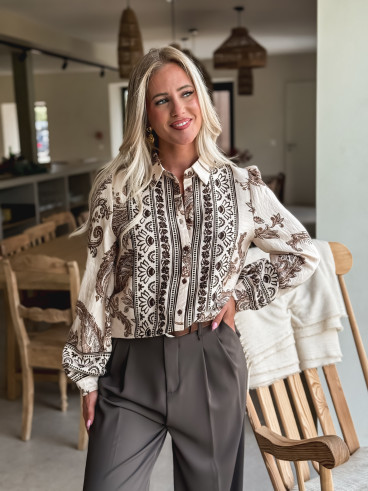Chemise à motifs Miki - Beige/Chocolat