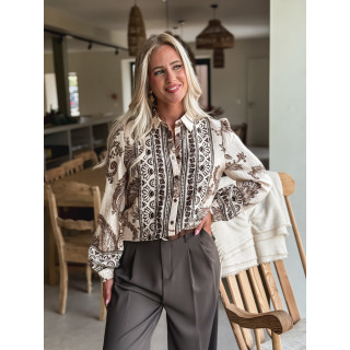 Chemise à motifs Miki - Beige/Chocolat