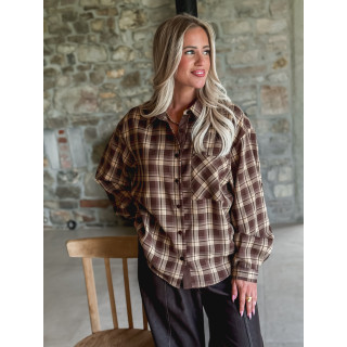 Chemise à carreaux Ismène - Chocolat/Beige