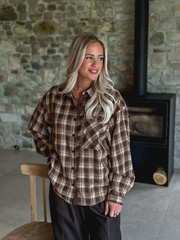 Chemise à carreaux Ismène - Chocolat/Beige