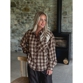 Chemise à carreaux Ismène - Chocolat/Beige