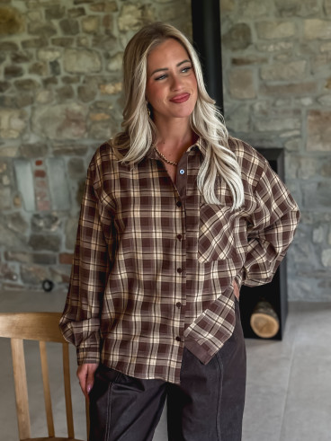 Chemise à carreaux Ismène - Chocolat/Beige
