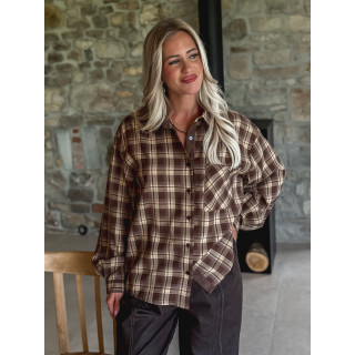 Chemise à carreaux Ismène - Chocolat/Beige