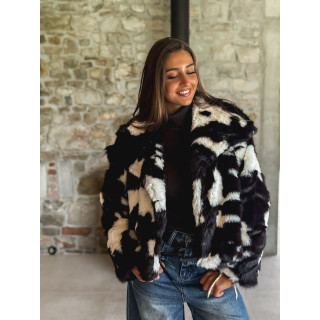 Manteau fausse fourrure Ravenna - Ecru/Chocolat