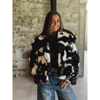 Manteau fausse fourrure Ravenna - Ecru/Chocolat
