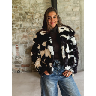 Manteau fausse fourrure Ravenna - Ecru/Chocolat