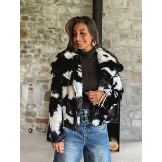 Manteau fausse fourrure Ravenna - Ecru/Chocolat