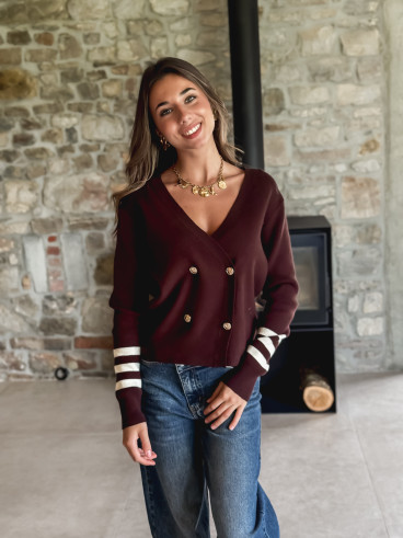Gilet Loreila - Chocolat/Ecru