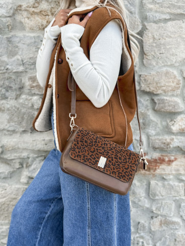 Sac léopard Eleanora - Chocolat