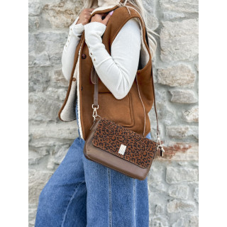 Sac léopard Eleanora - Chocolat