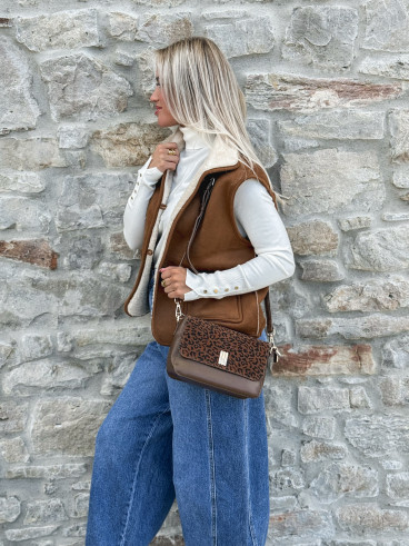 Sac léopard Eleanora - Chocolat