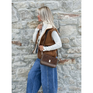 Sac léopard Eleanora - Chocolat