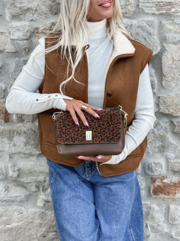 Sac léopard Eleanora - Chocolat