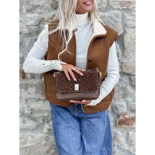 Sac léopard Eleanora - Chocolat