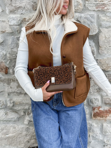 Sac léopard Eleanora - Chocolat