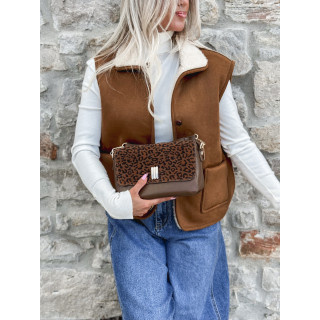 Sac léopard Eleanora - Chocolat