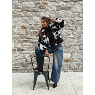 Manteau fausse fourrure Ravenna - Ecru/Chocolat