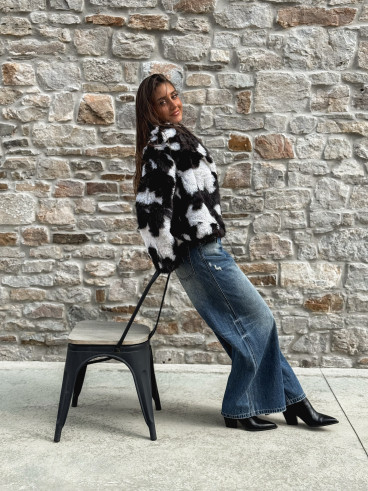 Manteau fausse fourrure Ravenna - Ecru/Chocolat