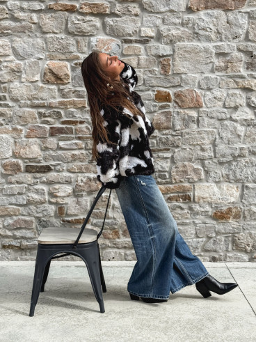 Manteau fausse fourrure Ravenna - Ecru/Chocolat
