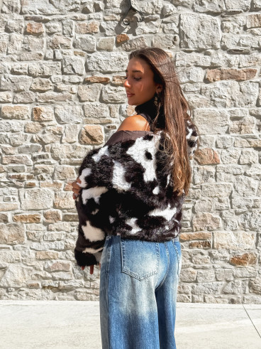 Manteau fausse fourrure Ravenna - Ecru/Chocolat