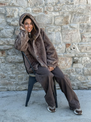 Manteau en fourrure Icéa - Taupe
