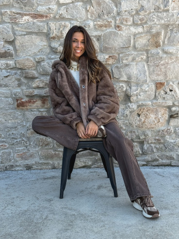 Manteau en fourrure Icéa - Taupe