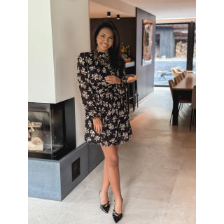 Robe courte à fleurs Zahara - Noir