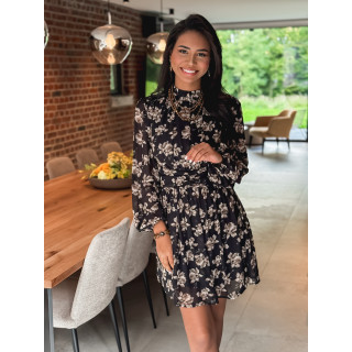 Robe courte à fleurs Zahara - Noir