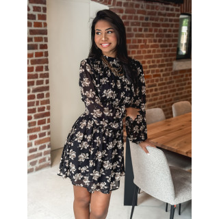 Robe courte à fleurs Zahara - Noir