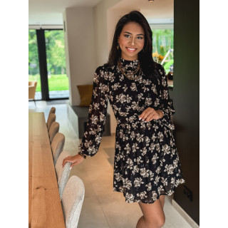Robe courte à fleurs Zahara - Noir