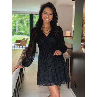 Robe courte à fleurs Frédérica - Noir