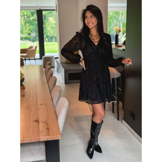Robe courte à fleurs Frédérica - Noir