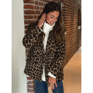 Manteau léopard Nila - Camel/Noir