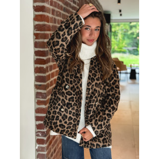 Manteau léopard Nila - Camel/Noir