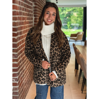 Manteau léopard Nila - Camel/Noir