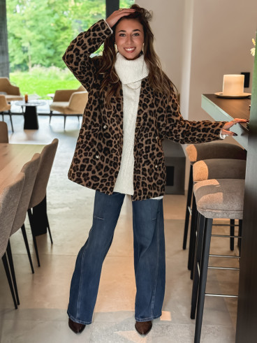 Manteau léopard Nila - Camel/Noir