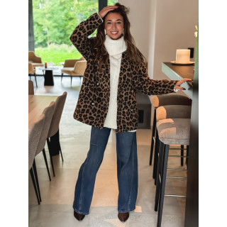 Manteau léopard Nila - Camel/Noir