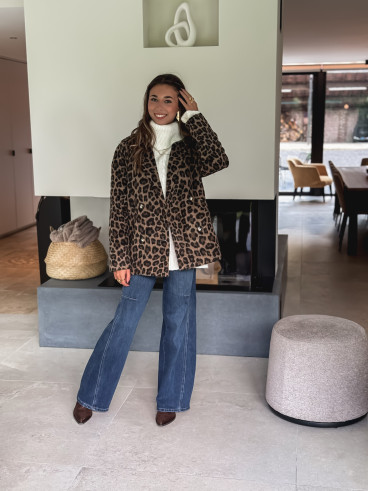 Manteau léopard Nila - Camel/Noir