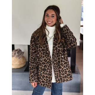 Manteau léopard Nila - Camel/Noir