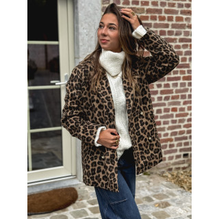 Manteau léopard Nila - Camel/Noir